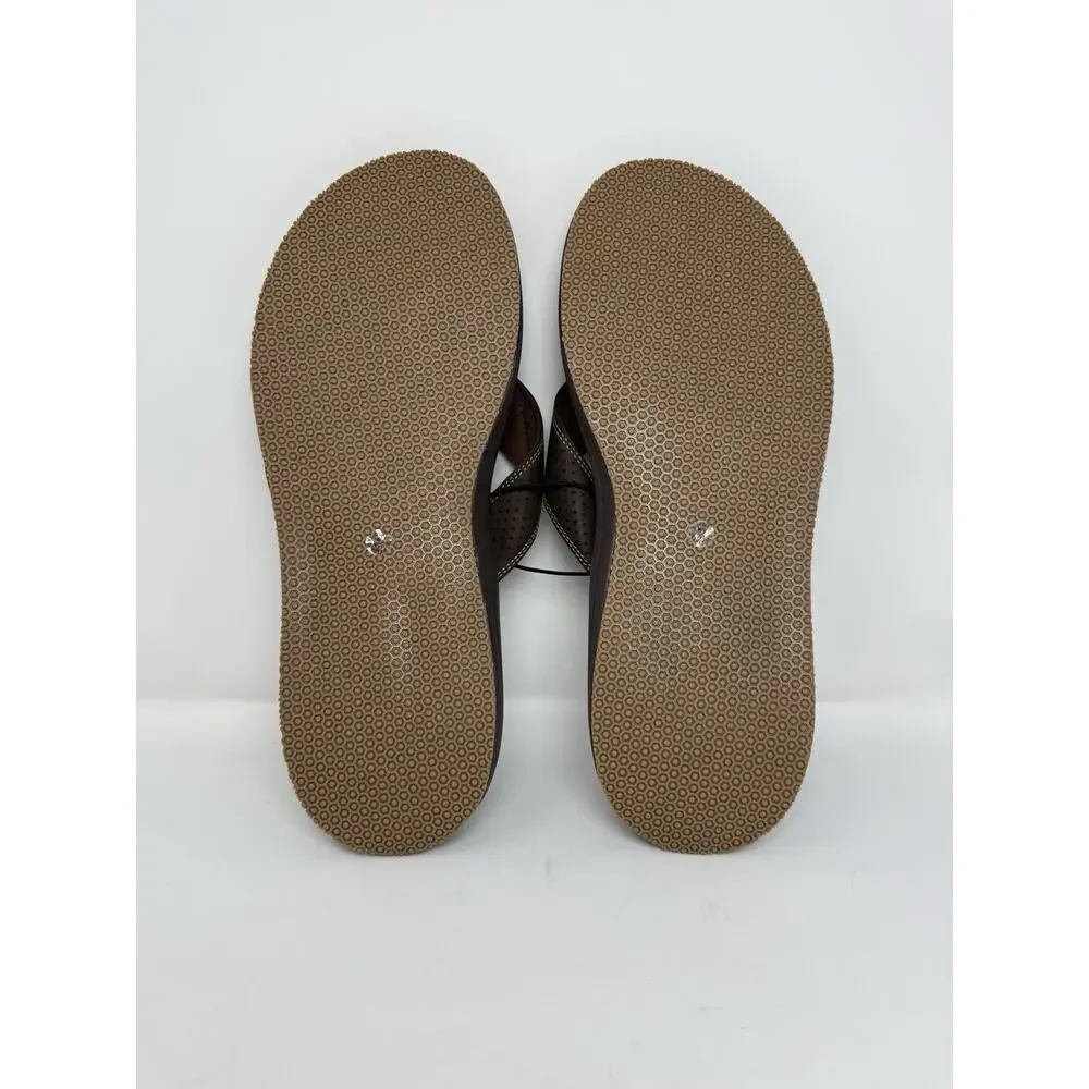 Men’s Brown Thong Flip Flop Sandals Size 11-12 L Comfort St John’s Bay New